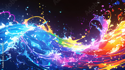 rainbow color water splash with black background © Adja Atmaja