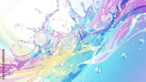 rainbow color water splash with white background