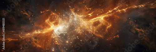 amazing nebula in space, orange and yellow light, generative AI photo