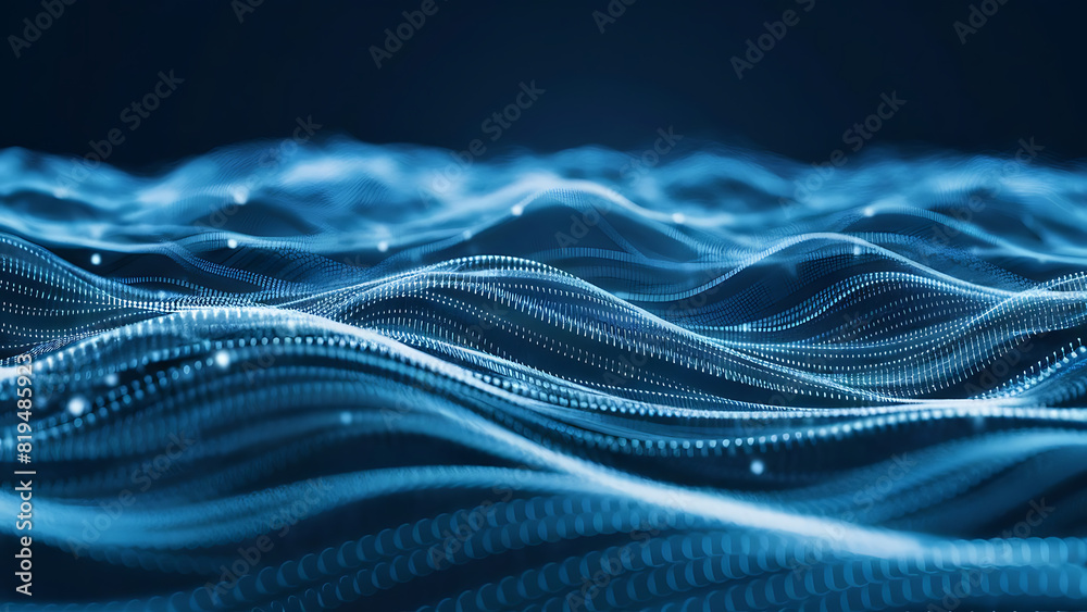 Structured database. Abstract digital wave particle. Digital music background. Sound vibrations. Futuristic dotted wave. Big data analytics. 3D illustration of nano particles in cyberspace Structured database. Abstract digital wave particle. Digital music background. Sound vibrations. Futuristic dotted wave. Big data analytics. 3D illustration of nano particles in cyberspace