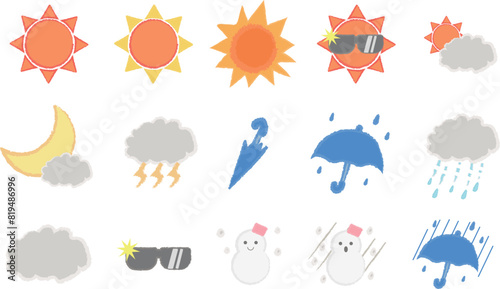手書き風の天気アイコンセット