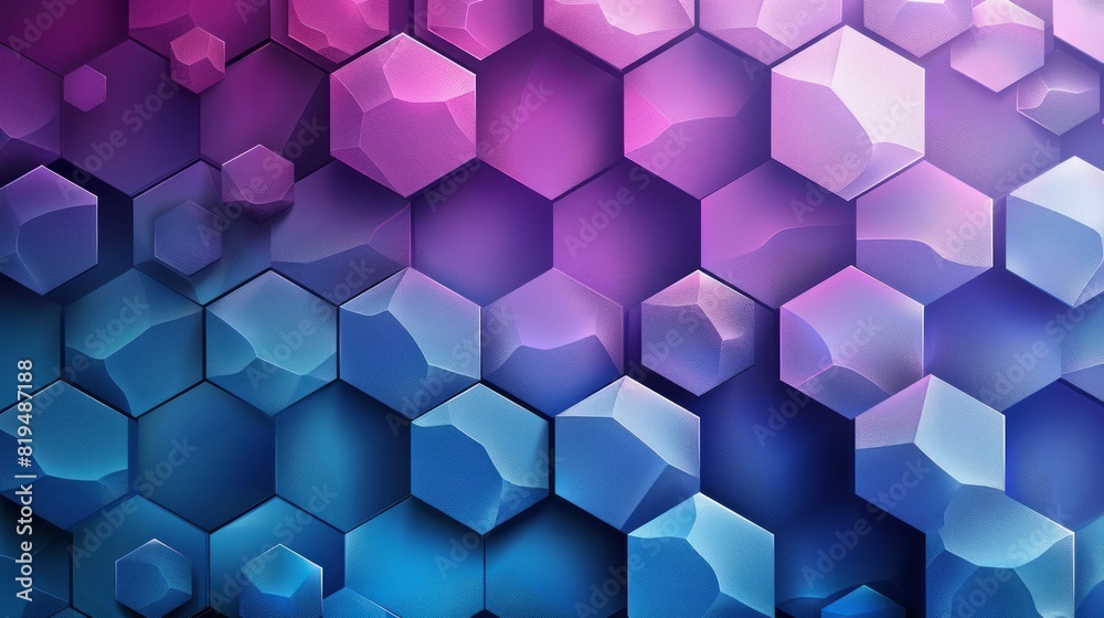 A background showcases an abstract pattern of blue and purple hexagons. A background showcases an abstract pattern of blue and purple hexagons.