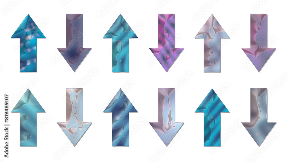Set of colorful patterned straight arrows. Set of colorful patterned straight arrows.