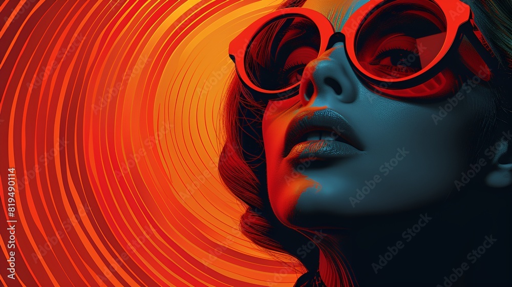 Female - psychedelic design - trippy atmosphere - high - stoned - trioping