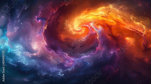 A swirling vortex of vibrant colors, representing the interconnectedness of all living things and the delicate balance of ecosystems..stock photo