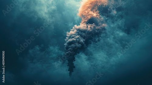 A swirling cloud of smoke and ash, representing the harmful effects of air pollution and the need for cleaner energy sources..illustration photo