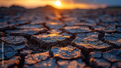 A cracked and parched earth, representing the impact of drought and desertification on vulnerable communities and ecosystems..illustration photo