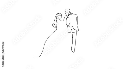 
Animated self drawing of Wedding ceremony video illustration. the bride and groom with wedding costume design illustration simple linear style video concept. Wedding video design illustration.