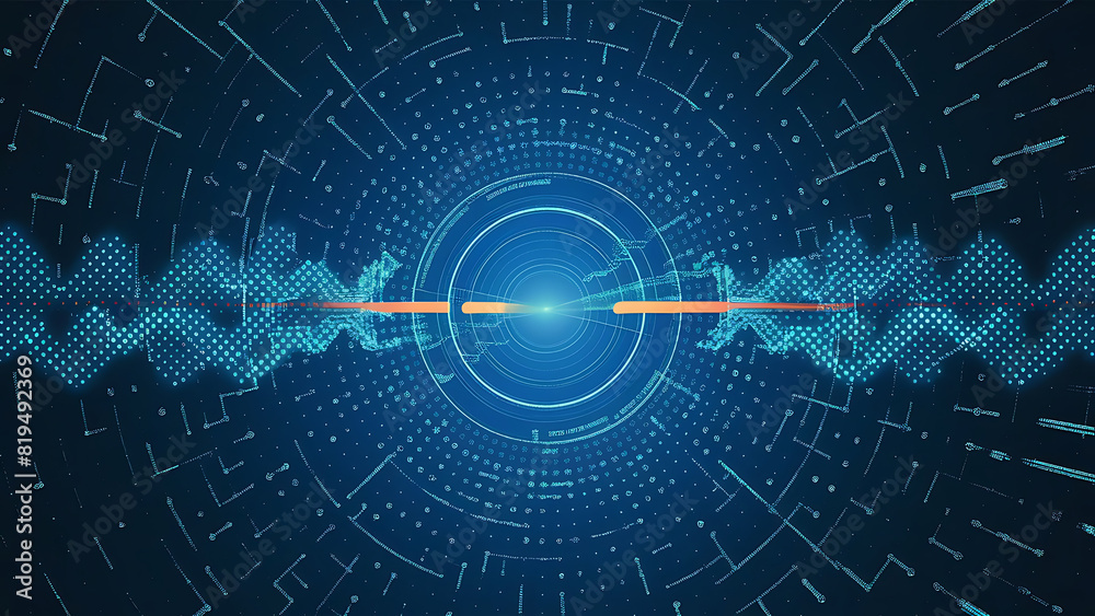 Obraz premium Structured database. Abstract digital wave particle. Digital music background. Sound vibrations. Futuristic dotted wave. Big data analytics. 3D illustration of nano particles in cyberspace