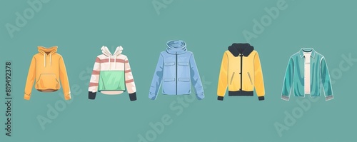 Clothes designed for durability flat design front view modern theme animation Complementary Color Scheme
