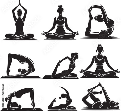 Yoga Pose bundle Vector photo