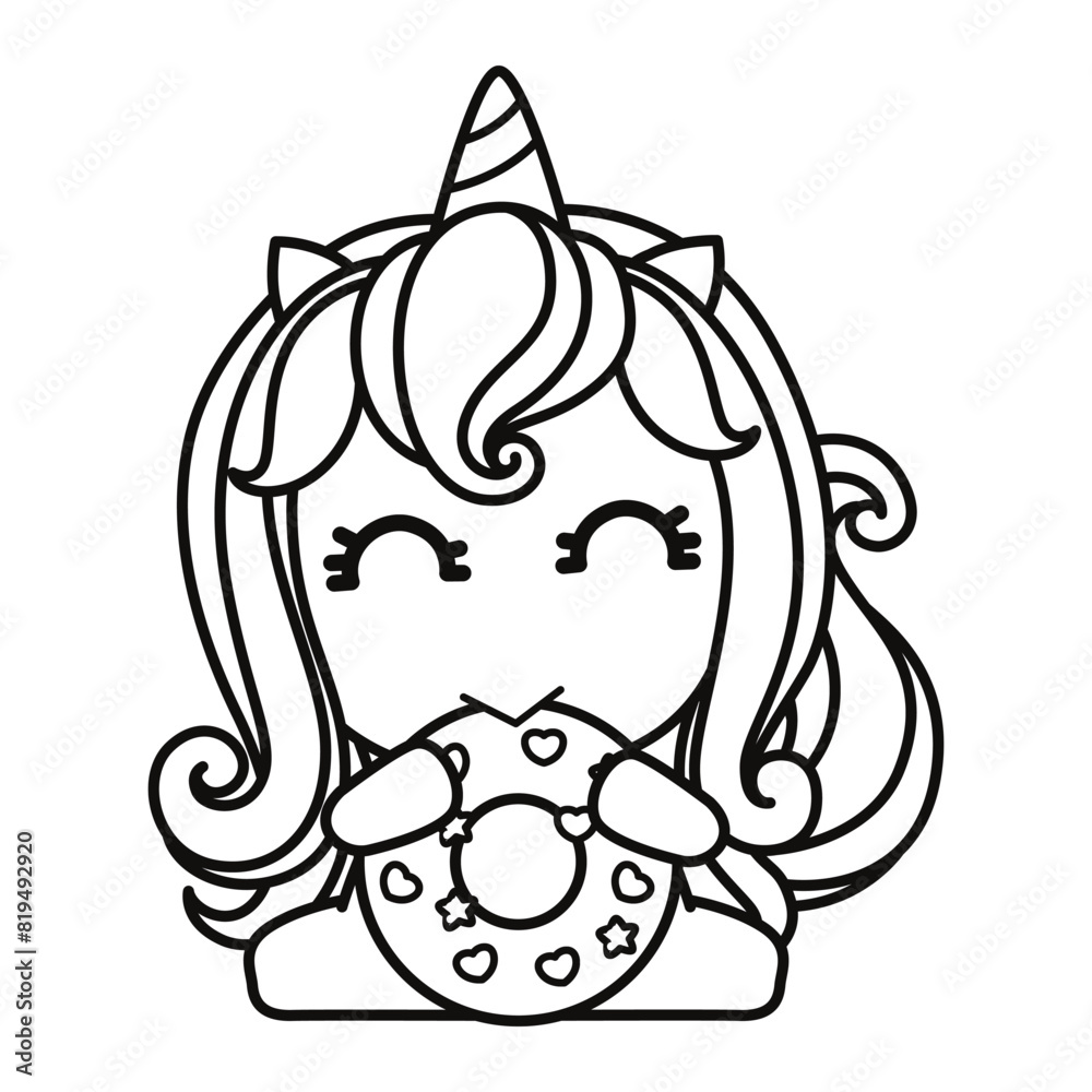 Unicorn. Magical animal.Black and white vector illustration for coloring book Unicorn. Magical animal.Black and white vector illustration for coloring book