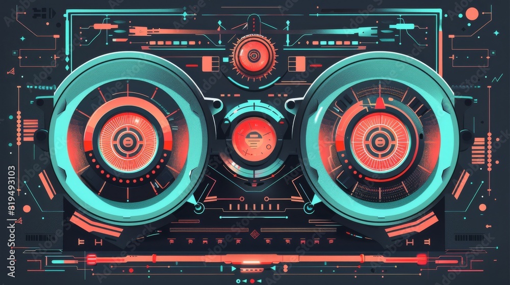 Obraz premium Speed enhancement gear flat design top view exercise theme animation Splitcomplementary color scheme