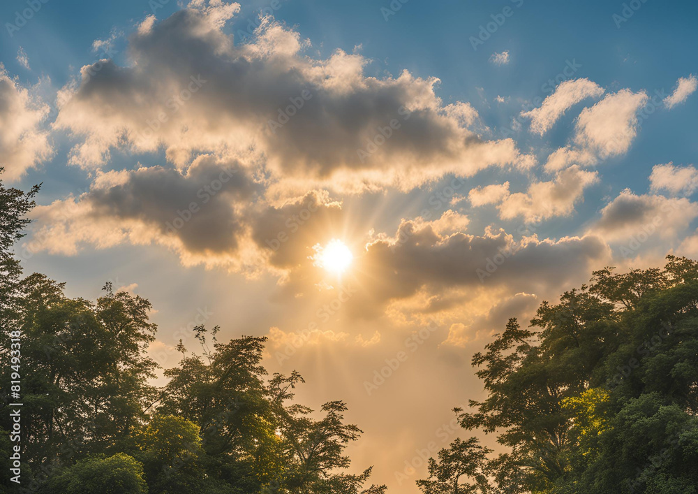 Scattered White Clouds against a Brilliant Blue Sky_ Nature's Splendor. Scattered White Clouds against a Brilliant Blue Sky_ Nature's Splendor.
