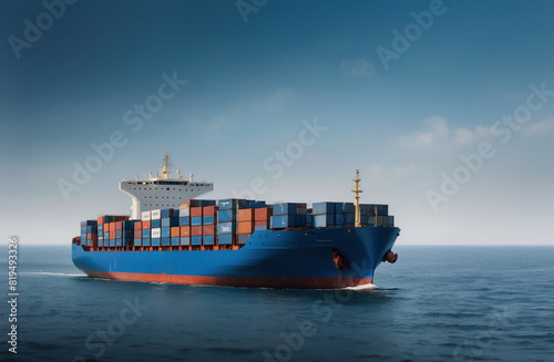Cargo container Ship, cargo vessel ship carrying container and running for import export concept technology freight shipping sea freight 
