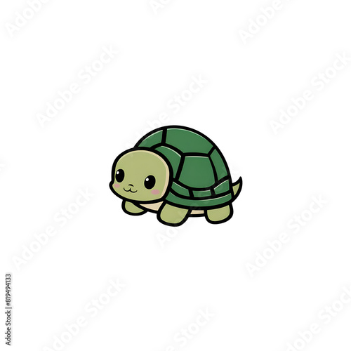 A sleek and minimalist illustration of a charming turtle with a vibrant green shell