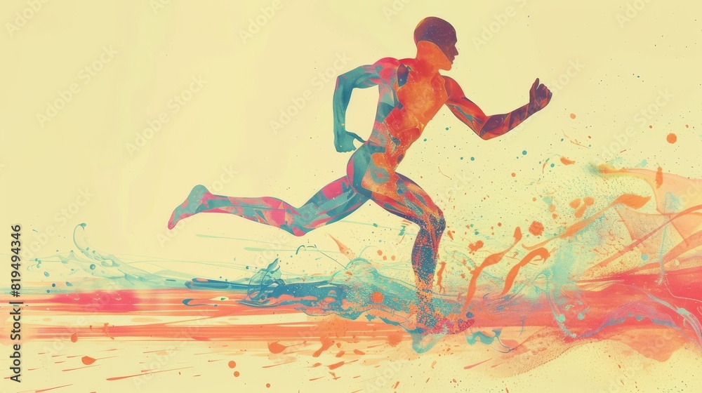 Running form flat design front view anatomy theme water color Analogous Color Scheme