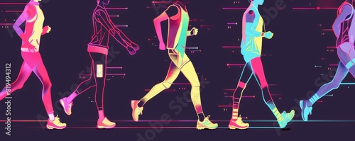 Noisereducing exercise clothing flat design side view technology theme animation Tetradic color scheme