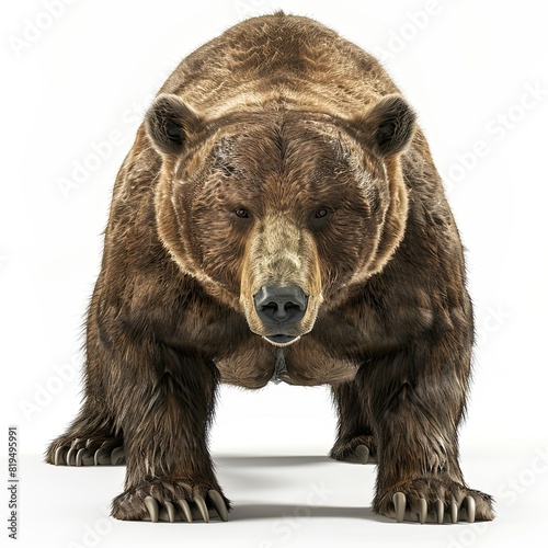 realistic an angry big brown bear white background © grocery store design