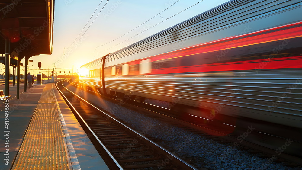 Naklejka premium train in motion on train station