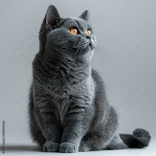 isolated portrait of a gray cat white background