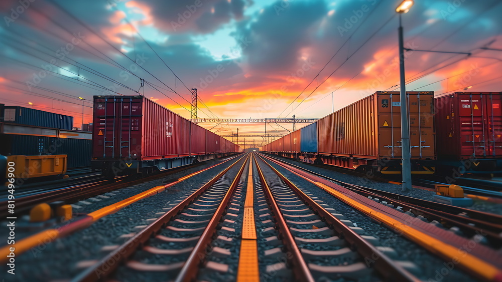 Obraz premium railway at sunset