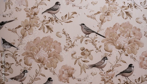 Papel tapiz de flores y aves (1)