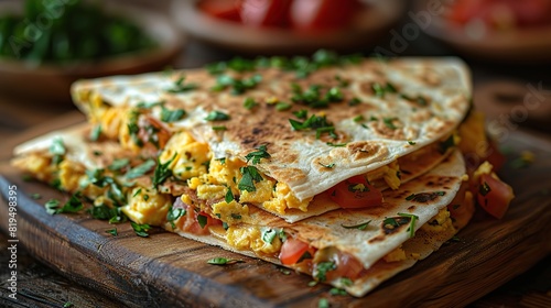 Wallpaper Mural A breakfast quesadilla with eggs, cheese, and vegetables..stock photo Torontodigital.ca