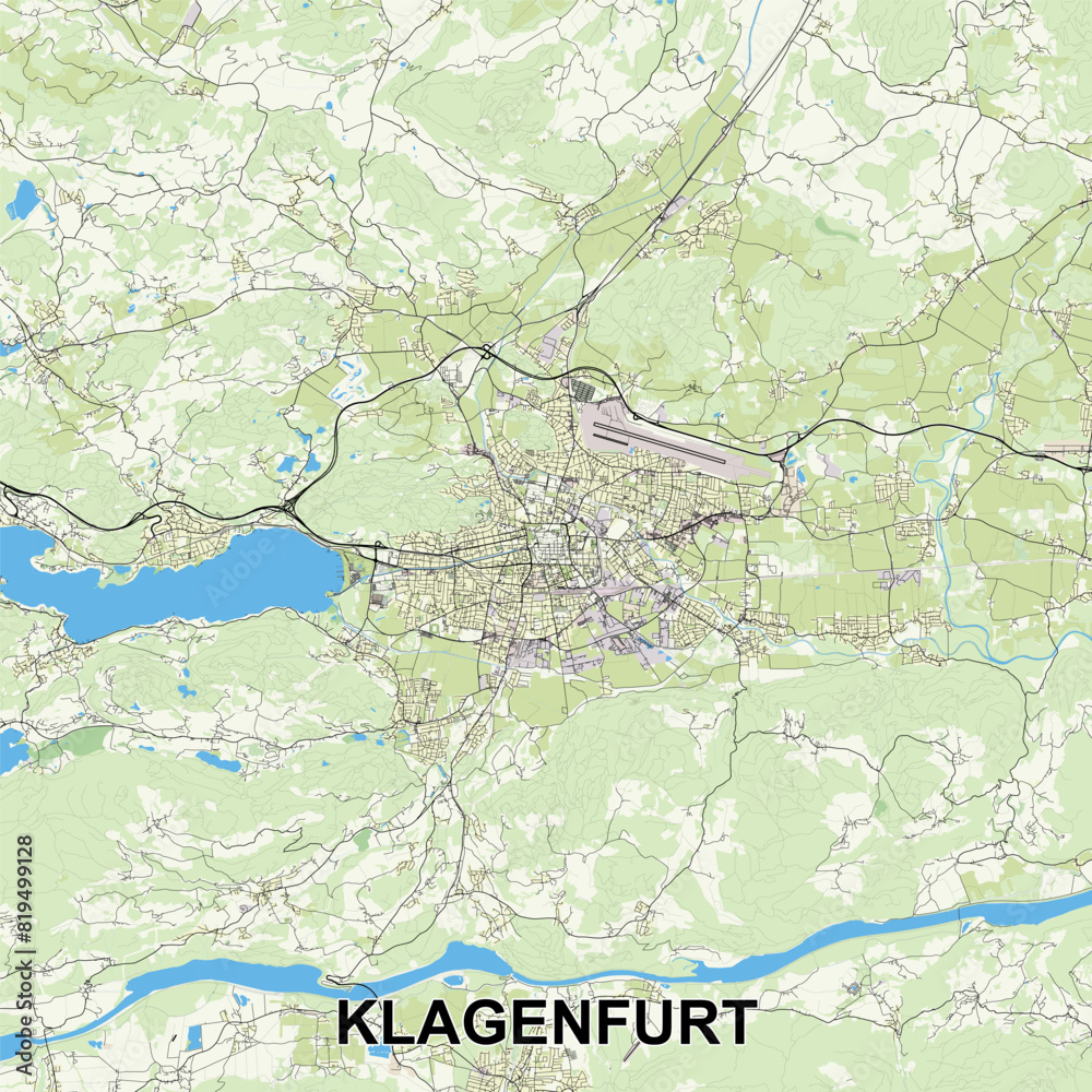 Klagenfurt, Austria map poster art