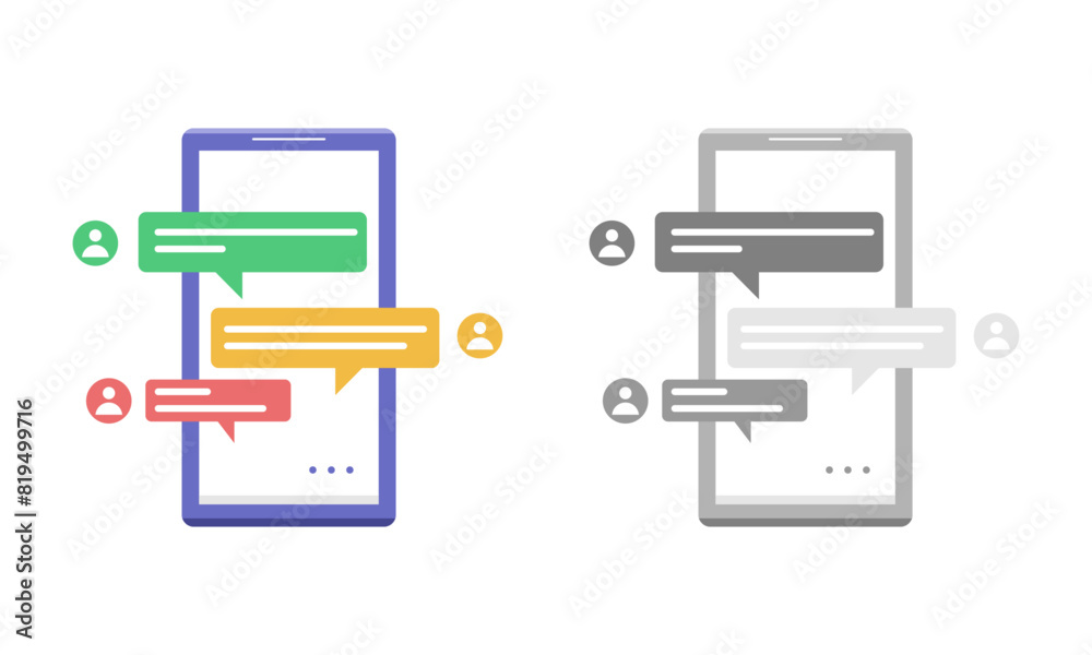 Message text chat app icon on mobile cell phone graphic design Message text chat app icon on mobile cell phone graphic design
