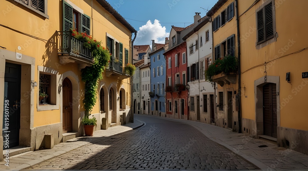 Beautiful quaint historical european street to explore on vacati.generative.ai 