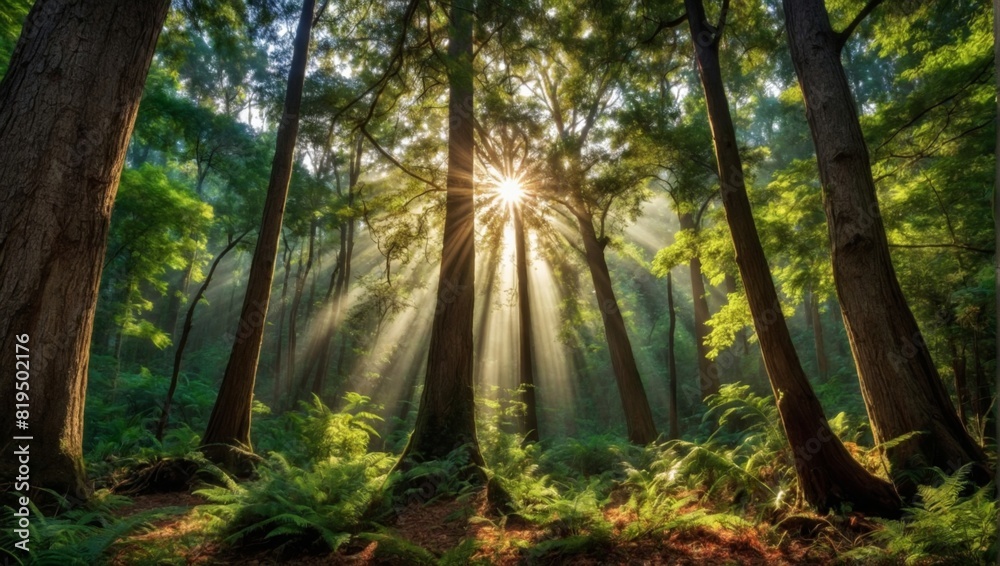 sun rays in the forest