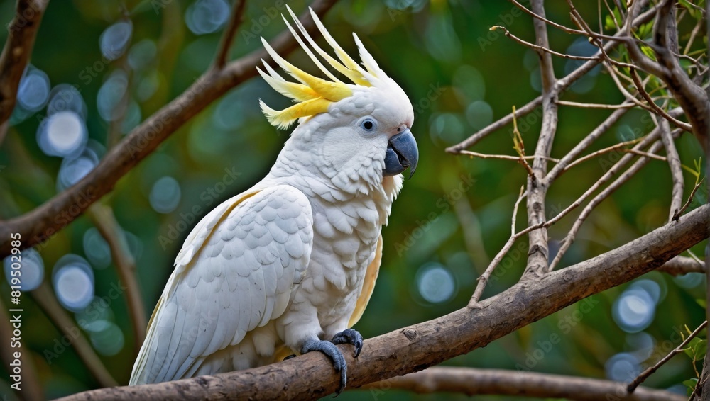 white parrot on a branch