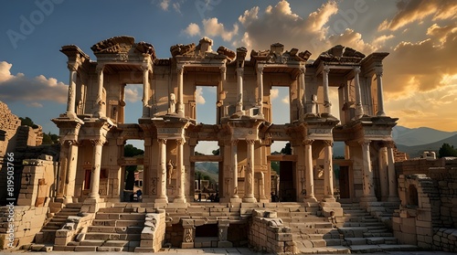 Located in Izmir, Turkey, the Ancient City of Ephesus is one of the most visited ancient settlements in Turkey and the world.generative.ai  photo