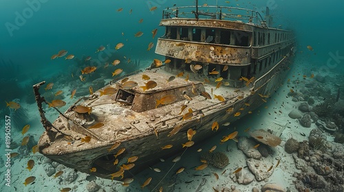 The skeletal structure of a ship  providing a home for fish and other marine creatures..stock image