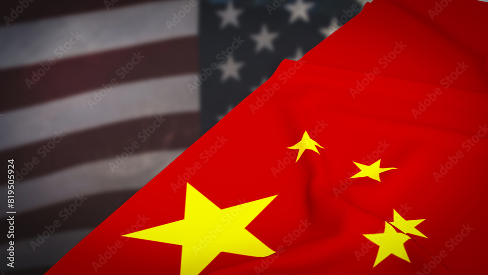 The Chinese and USA flag for Business concept 3d rendering. The Chinese and USA flag for Business concept 3d rendering.