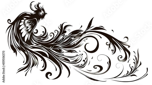 Black and white silhouette vector illustration isolated on transparent background. logotype, tattoo, sticker design.