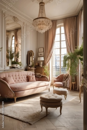 Elegant Parisian Living Room Interior with Vintage Furniture © Canh