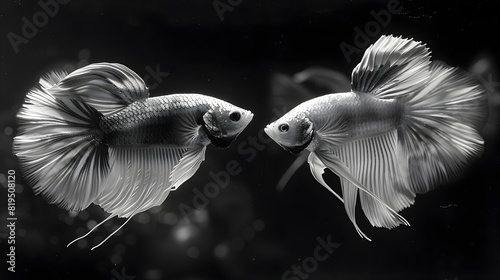 Dramatic Encounter of Striking Siamese Fighting Fish in Powerful Confrontation photo