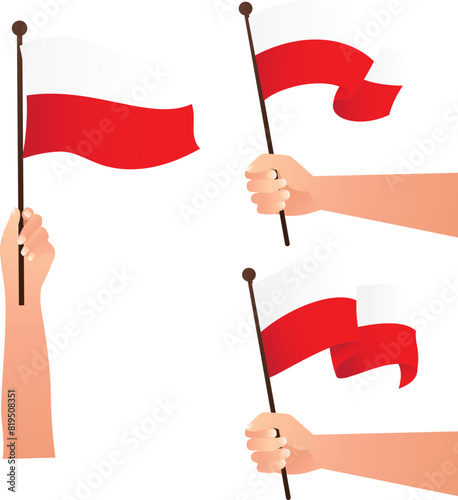Hand Held a Mini Flag Round Top National Country Flags white background