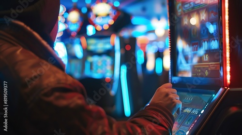 A person hitting the jackpot on a video poker machine