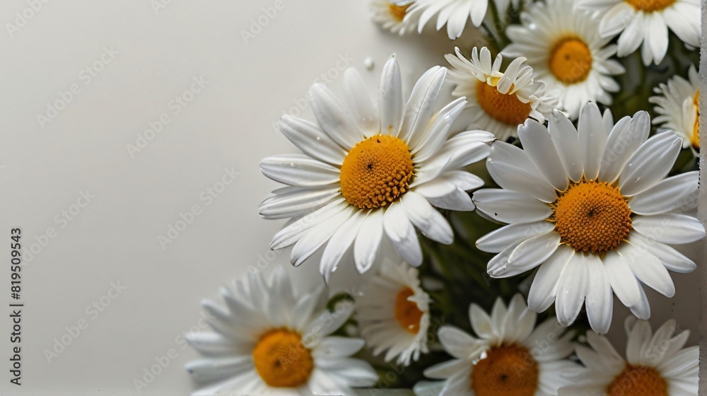 top view bloom white daisy flowers with white background top view bloom white daisy flowers with white background