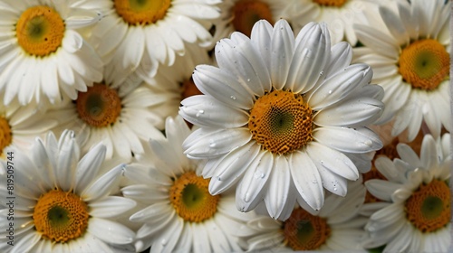 top view bloom white daisy flowers with white background