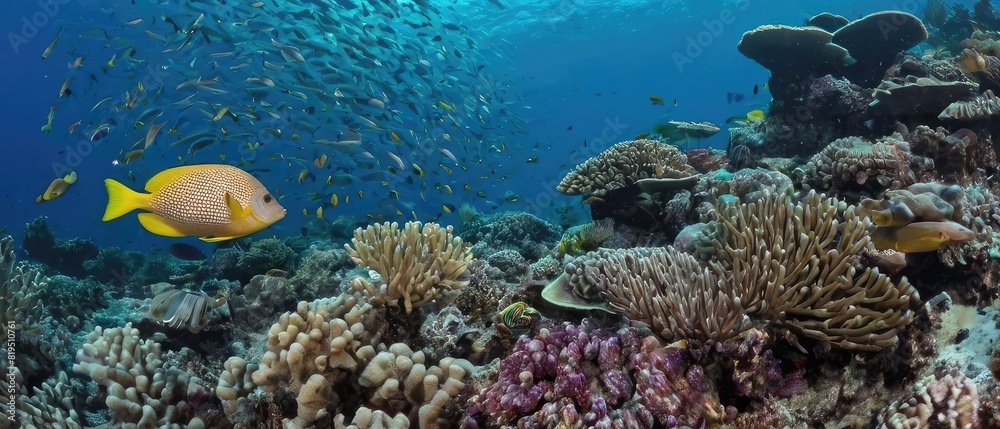 Obraz premium Animals of the underwater sea world. Ecosystem. Colorful tropical fish. Tropical sea underwater fishes