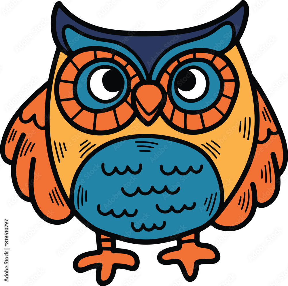 hand drawn owl illustration in line style hand drawn owl illustration in line style