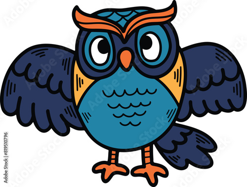 hand drawn owl illustration in line style