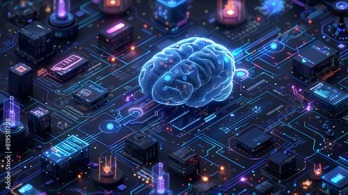 Experience the forefront of AI innovation with our digital interface, showcasing intricate neural data and cutting-edge circuitry