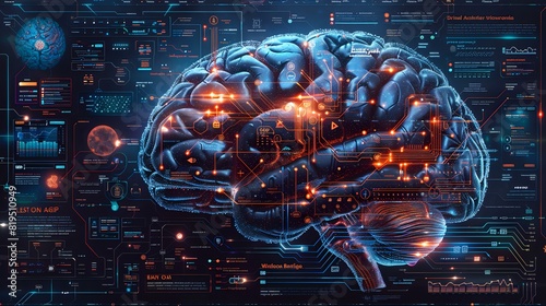 Discover the forefront of AI with our cutting-edge digital interface, showcasing detailed brain analysis and neural connections