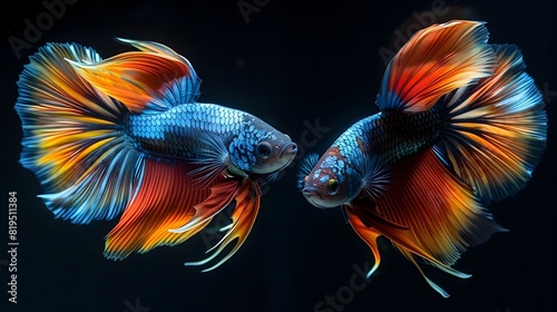 Intense Territorial Dispute of Colorful Siamese Fighting Fish photo