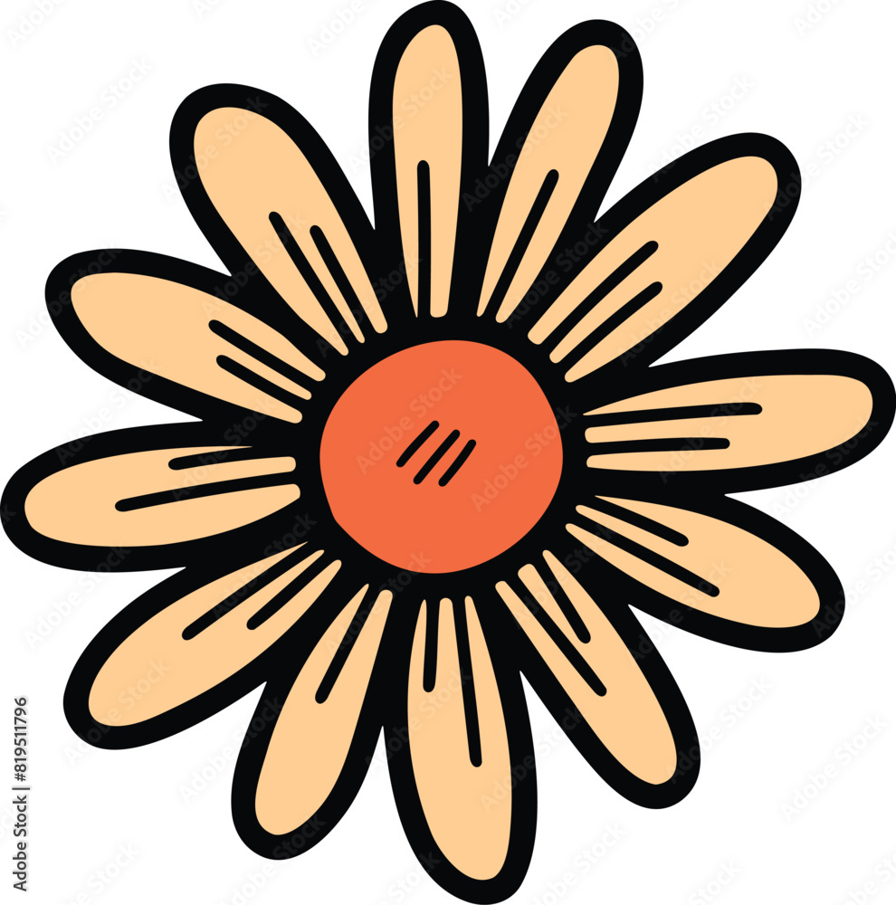 Daisy illustration Hand drawn in line style Daisy illustration Hand drawn in line style